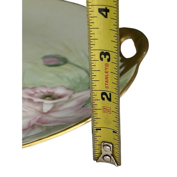 Vintage Hand Painted Pink Floral Cake Plate Tea Set Tray Germany Signed Harvey - Picture 8 of 10